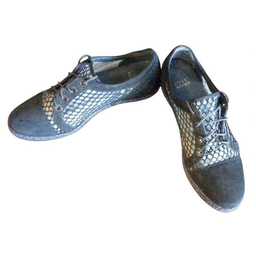 Vtg Women’s Stuart Weitzman 6.5 N Mesh‎ Lace Up Sneakers Old Money Quiet Luxury